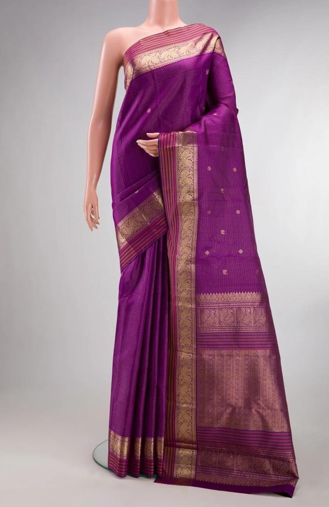 Pure Silk Purple Kanjivaram Saree