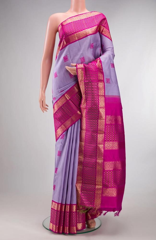 Pure Silk Lavender Kanjivaram Saree
