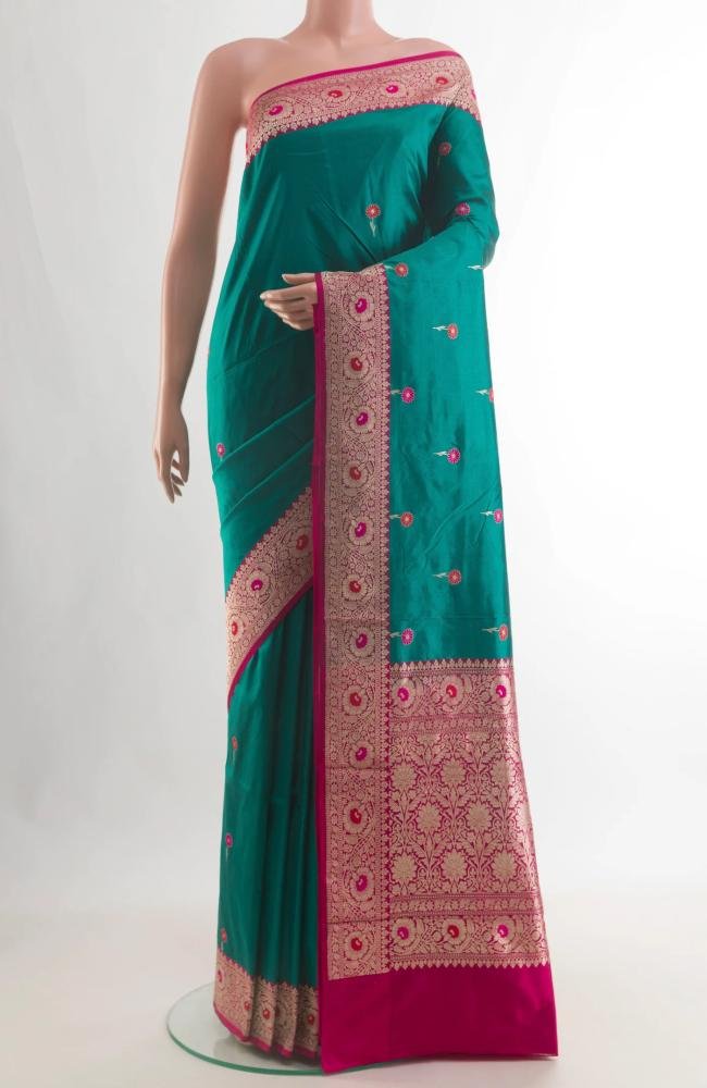 Pure Silk Green Banarasi Katan Saree
