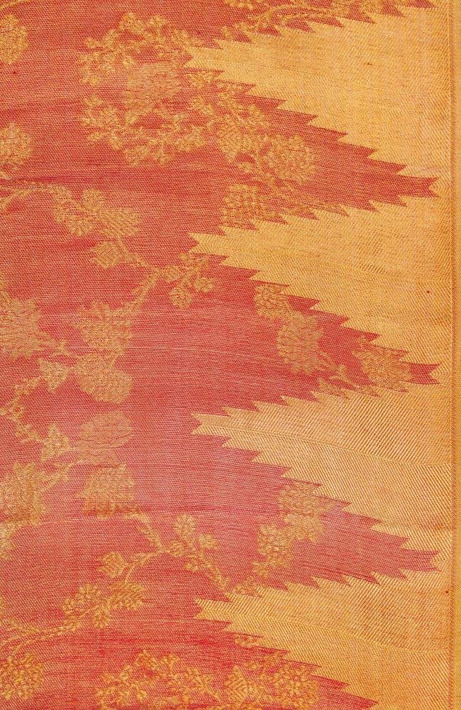 Red Dual Tone Kanchipuram Tissue Silk Saree