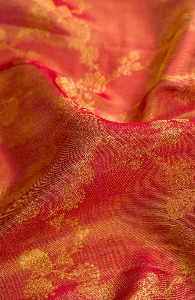 Red Dual Tone Kanchipuram Tissue Silk Saree